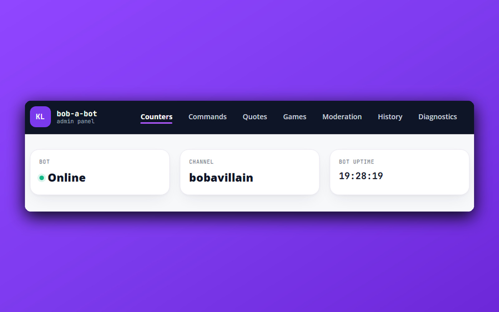 bob-a-bot admin panel preview