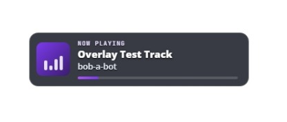Spotify now-playing overlay showing the current track title and artist with a progress bar
