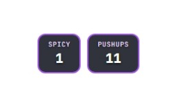 Live counters ticker overlay showing two counters, Spicy at 1 and Pushups at 11