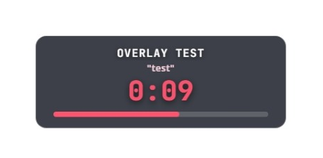 Countdown timer overlay showing a label, a quoted note, a 0:09 countdown, and a progress bar