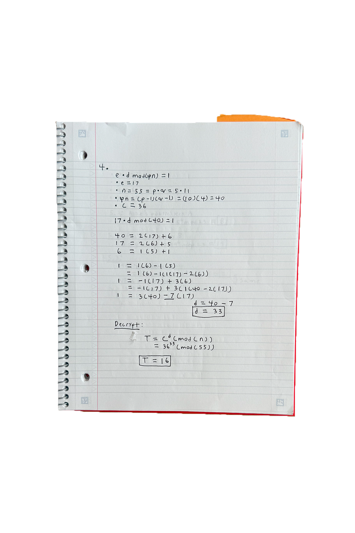 Handwritten notebook page of math notes